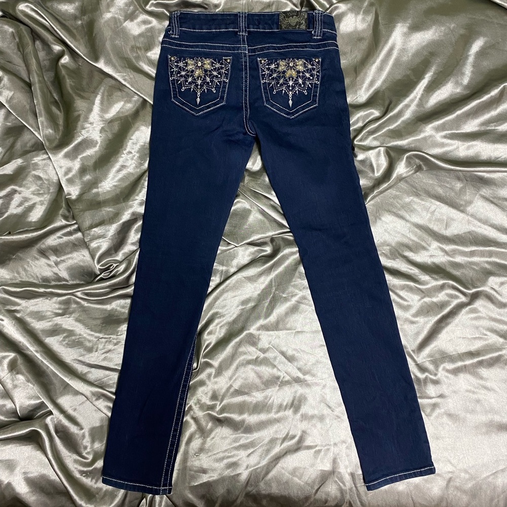 NWOT ZCO Dark Blue Skinny Jeans Embroidered & Embellished